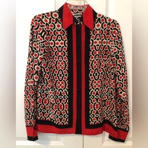 Tracy Reese 100% silk mod print blouse size XS